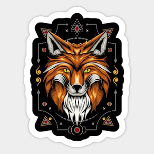 Fox head with ornament Sticker